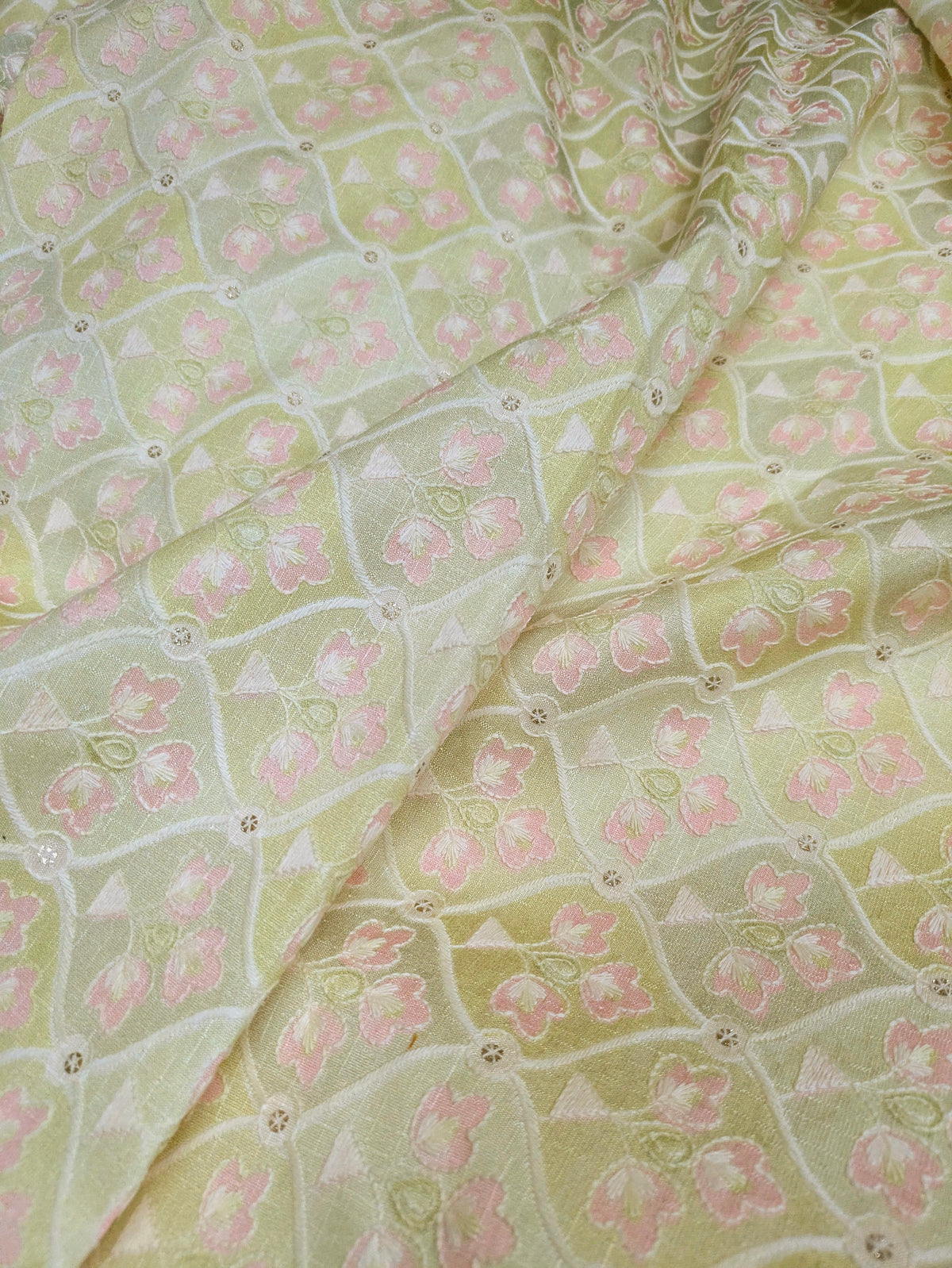 Green embroidered fabric, Wedding inspiration, Embroidery design, Royal fabric, Royal fabric, Fashion fabric, Thread embroidery - NFAF807