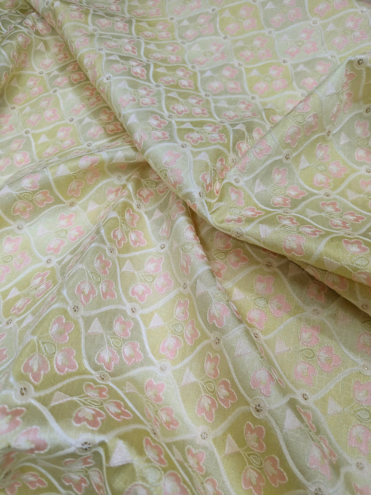 Green embroidered fabric, Wedding inspiration, Embroidery design, Royal fabric, Royal fabric, Fashion fabric, Thread embroidery - NFAF807
