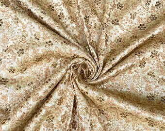 Indian Embroidered Fabric in Beige color, Multiple lengths will come in the continuous piece - NF845