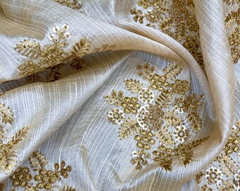 Indian Embroidered Fabric in Beige color, Multiple lengths will come in the continuous piece - NF846