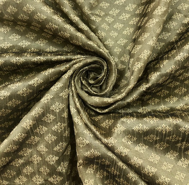 Indian Banarasi Brocade Fabric in Sage Green Color, Multiple lengths will come in the continuous piece - NF900