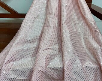 Indian Embroidered Fabric Pink and Gold color, Multiple lengths will come in the continuous piece - NF923