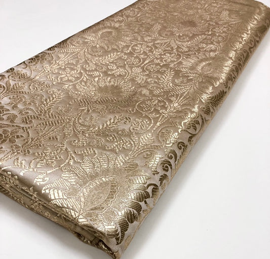Ivory Gold Brocade fabric Jacquard fabric brocade fabric Wedding bridal dress fabric Festival clothing Home Decor fabric by the yard