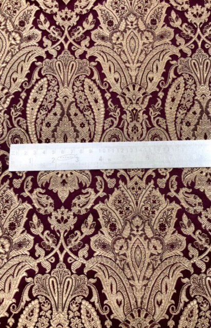 Indian Brocade fabric Jacquard damask fabric Wine Gold fabric Wedding bridal fabric Luxury dress fabric Upholstery fabric by the yard