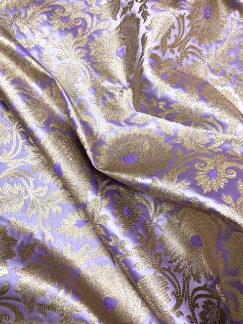 Brocade fabric Purple Gold Jacquard Damask Rayon Silk brocade Fabric Wedding Bridal High Grade Designer fabric by the yard Material NFAF131