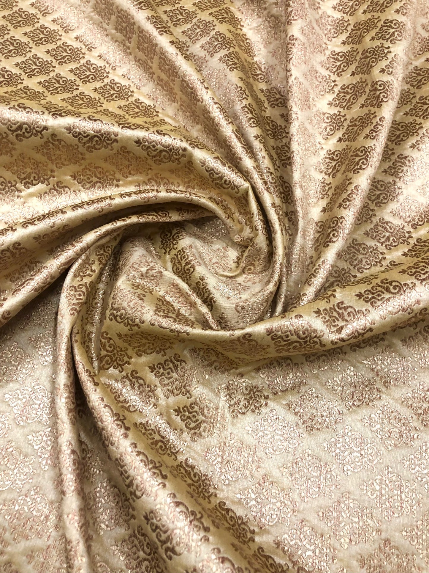 Brocade fabric Beige Gold Jacquard Damask Rayon Silk brocade Fabric Wedding Bridal High Grade Designer fabric by the yard Material NFAF114
