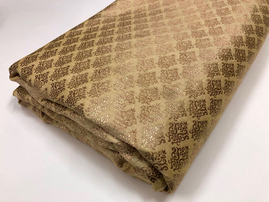 Brocade fabric Beige Gold Jacquard Damask Rayon Silk brocade Fabric Wedding Bridal High Grade Designer fabric by the yard Material NFAF114
