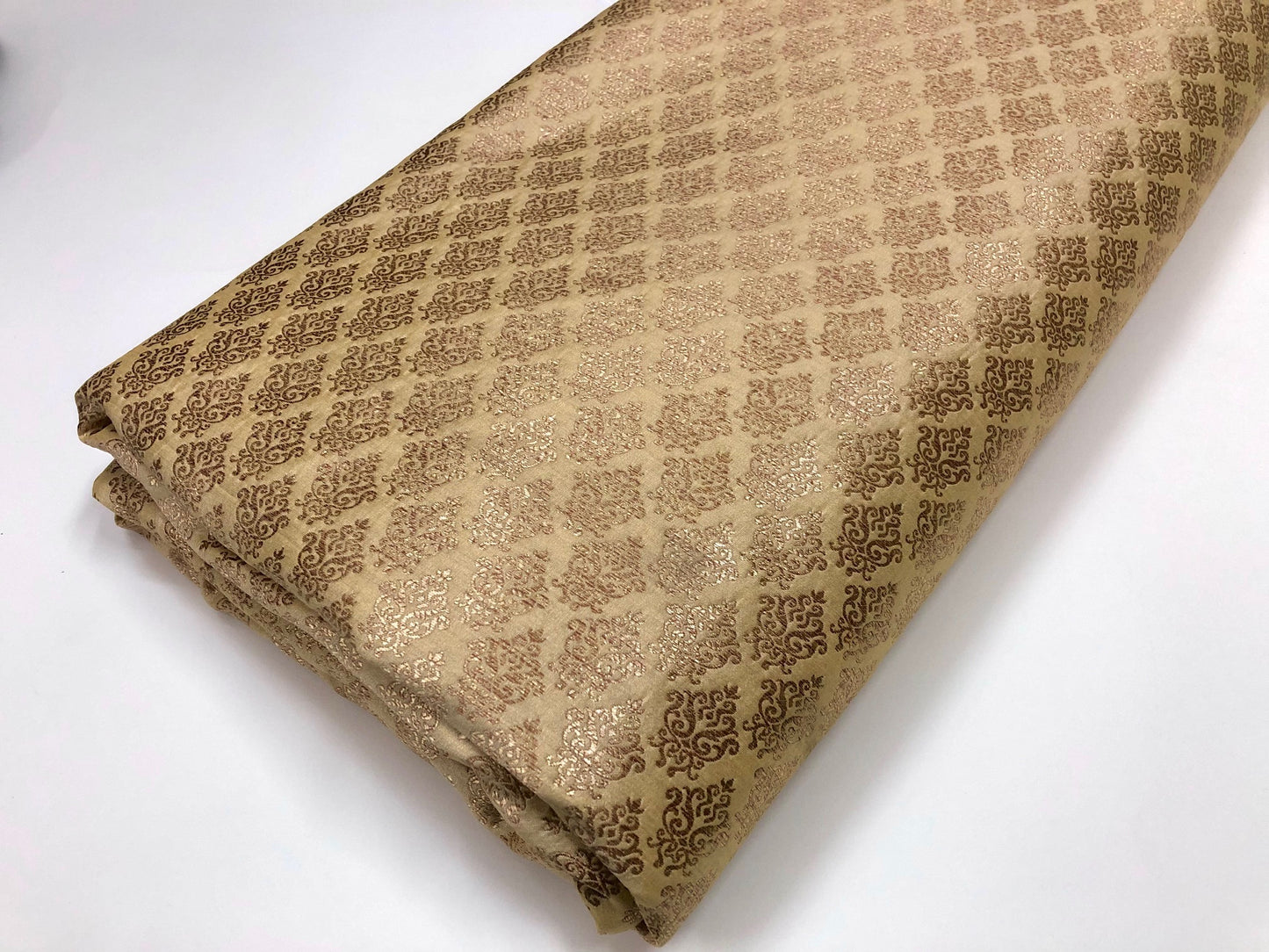 Brocade fabric Beige Gold Jacquard Damask Rayon Silk brocade Fabric Wedding Bridal High Grade Designer fabric by the yard Material NFAF114