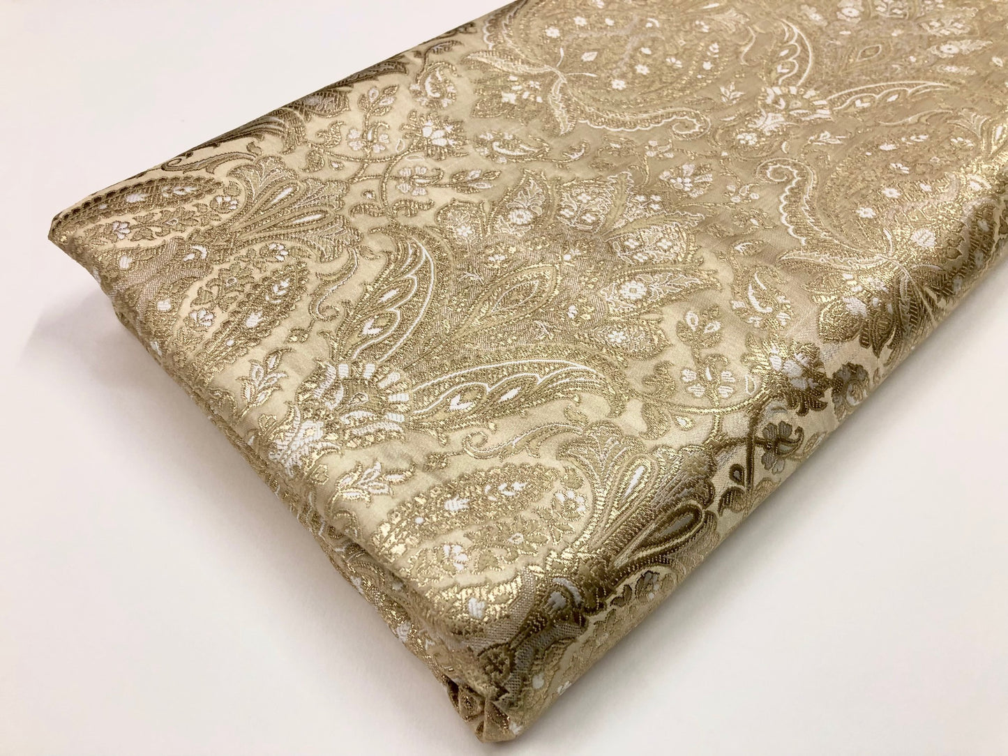 Brocade fabric Ivory Gold Jacquard Damask Rayon Silk brocade Fabric Wedding Bridal High Grade Designer fabric by the yard Material