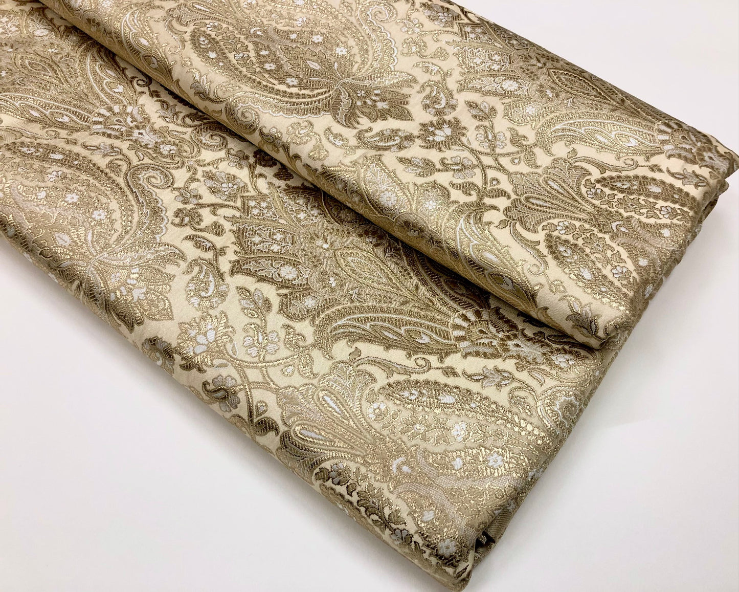 Brocade fabric Ivory Gold Jacquard Damask Rayon Silk brocade Fabric Wedding Bridal High Grade Designer fabric by the yard Material