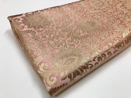 Brocade fabric Peach Gold Jacquard Damask Rayon Silk brocade Fabric Wedding Bridal High Grade Designer fabric by the yard Material
