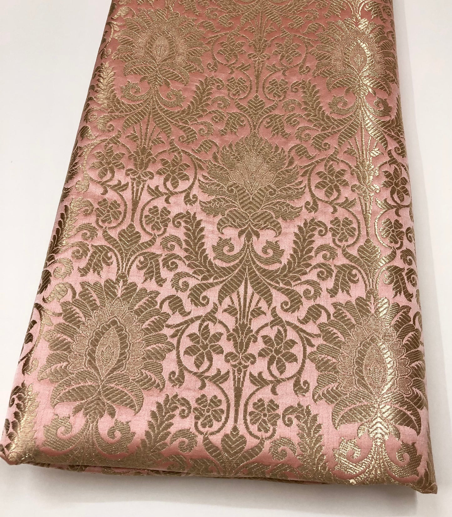 Brocade fabric Peach Gold Jacquard Damask Rayon Silk brocade Fabric Wedding Bridal High Grade Designer fabric by the yard Material