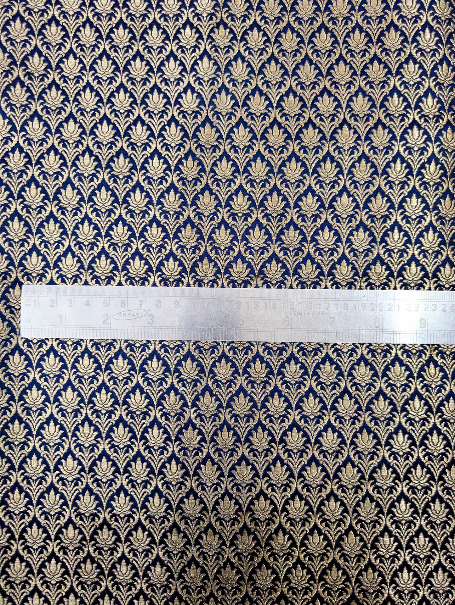 Brocade fabric Blue Gold Jacquard Damask Rayon Silk brocade Fabric Wedding Bridal High Grade Designer fabric by the yard Material NFAF89