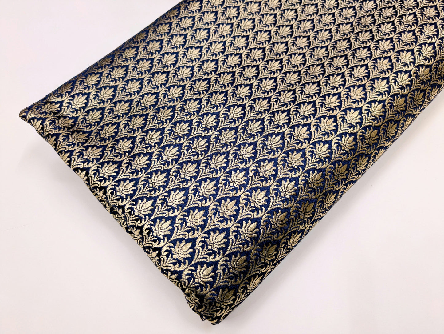 Brocade fabric Blue Gold Jacquard Damask Rayon Silk brocade Fabric Wedding Bridal High Grade Designer fabric by the yard Material NFAF89