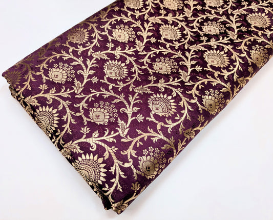 Brocade fabric Burgundy Gold Jacquard Damask Rayon Silk brocade Fabric Wedding Bridal High Grade Designer fabric by the yard Material NFAF87