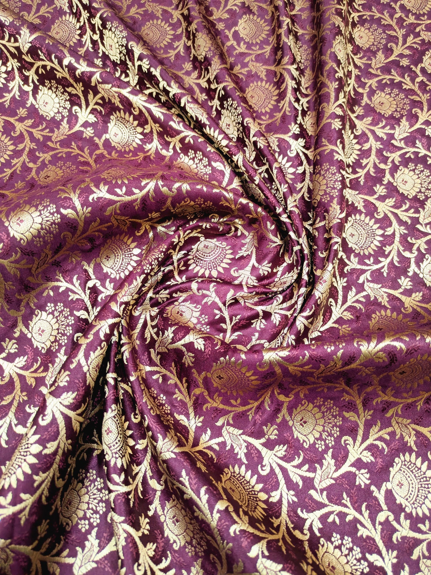 Brocade fabric Burgundy Gold Jacquard Damask Rayon Silk brocade Fabric Wedding Bridal High Grade Designer fabric by the yard Material NFAF87