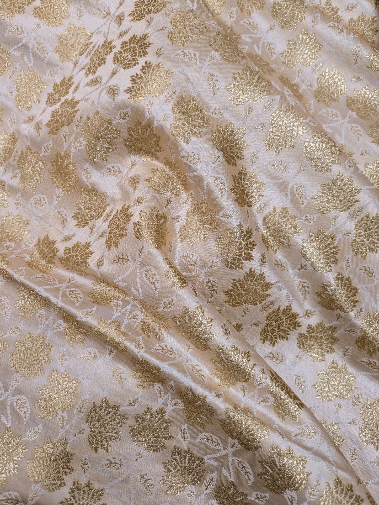 Brocade fabric Ivory Gold Jacquard Damask Rayon Silk brocade Fabric Wedding Bridal High Grade Designer fabric by the yard Material NFAF77