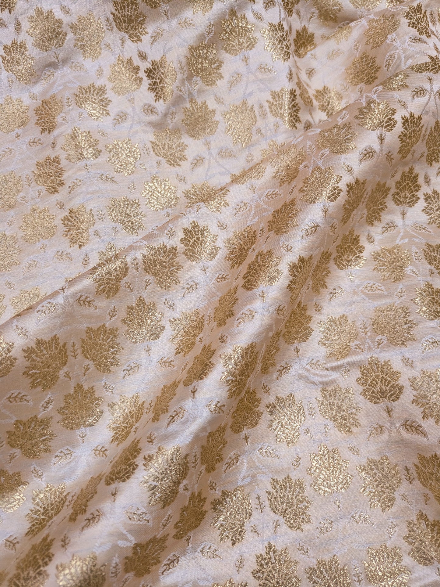 Brocade fabric Ivory Gold Jacquard Damask Rayon Silk brocade Fabric Wedding Bridal High Grade Designer fabric by the yard Material NFAF77