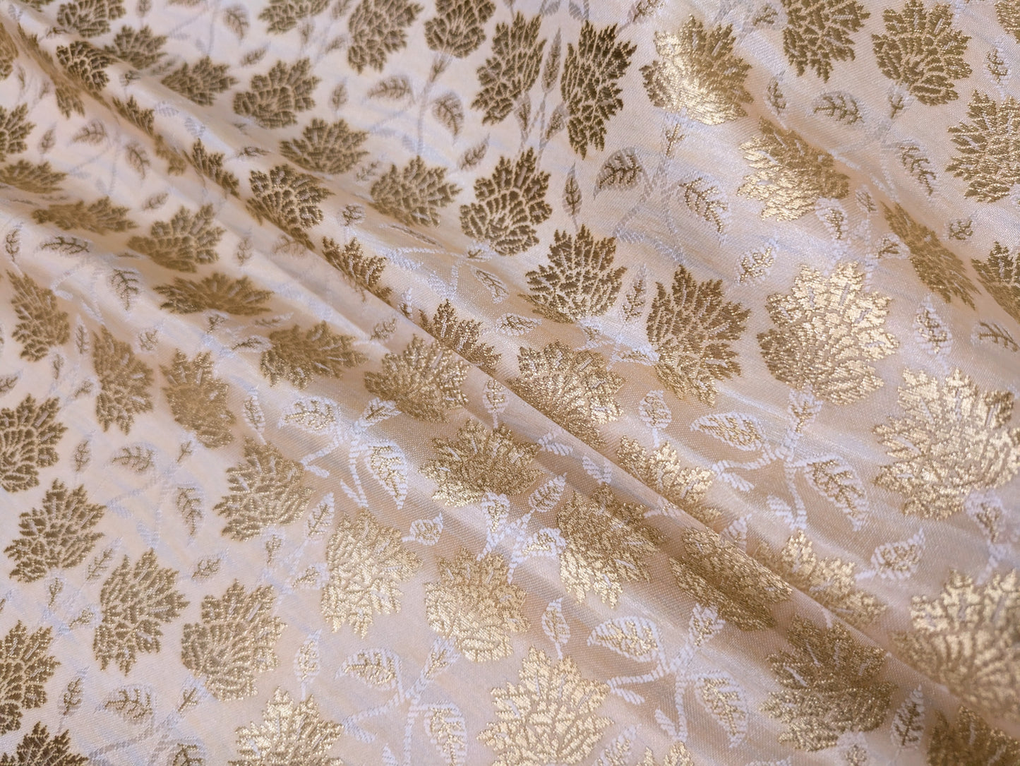 Brocade fabric Ivory Gold Jacquard Damask Rayon Silk brocade Fabric Wedding Bridal High Grade Designer fabric by the yard Material NFAF77
