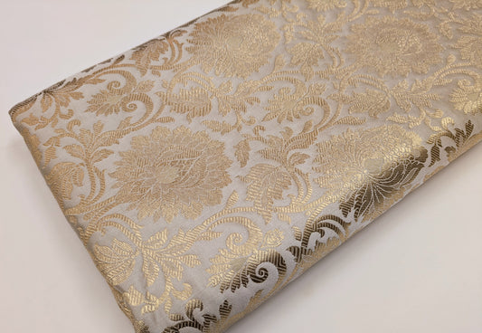 Brocade fabric Champagne Gold Jacquard Damask Rayon Silk brocade Fabric Wedding Bridal High Grade Designer fabric by the yard Material 	  NFAF76