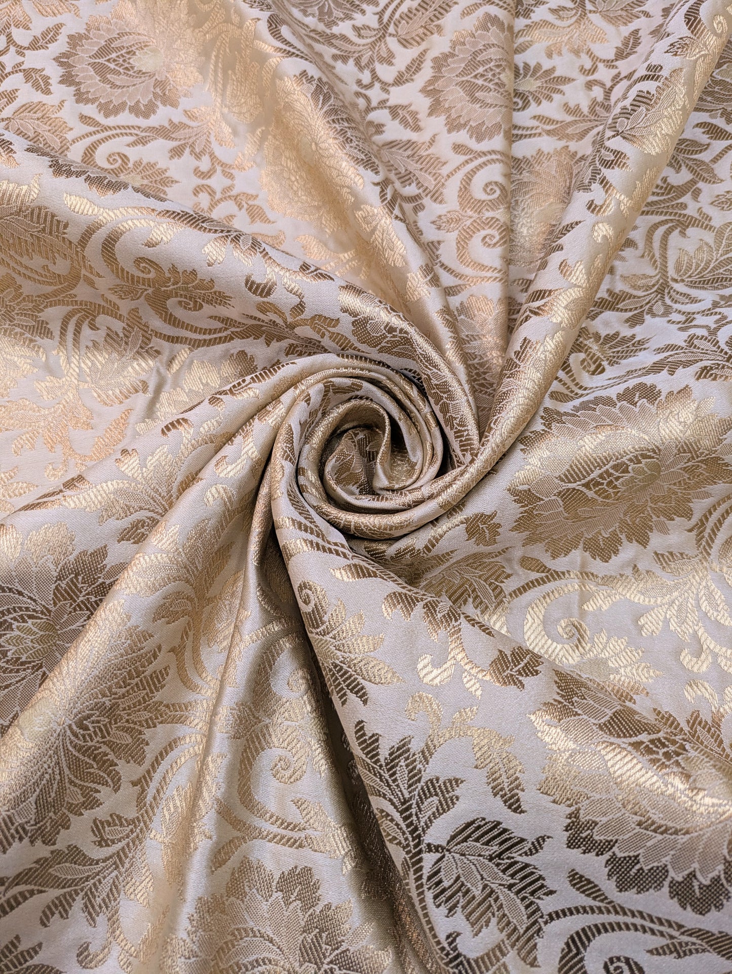 Brocade fabric Champagne Gold Jacquard Damask Rayon Silk brocade Fabric Wedding Bridal High Grade Designer fabric by the yard Material 	  NFAF76
