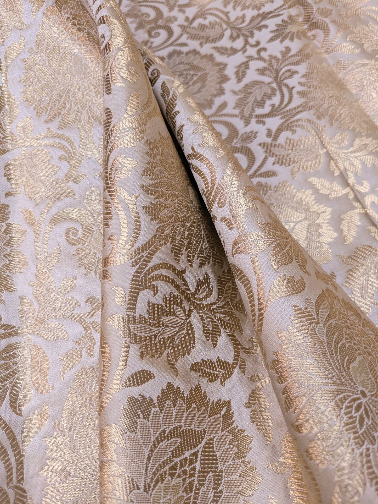 Brocade fabric Champagne Gold Jacquard Damask Rayon Silk brocade Fabric Wedding Bridal High Grade Designer fabric by the yard Material 	  NFAF76