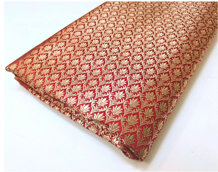 Brocade fabric Red Gold silk Brocade Jacquard Damask Wedding Bridal Indian Dress Banarasi Saree Drapery Brokat tissu fabric by the yard NFAF68