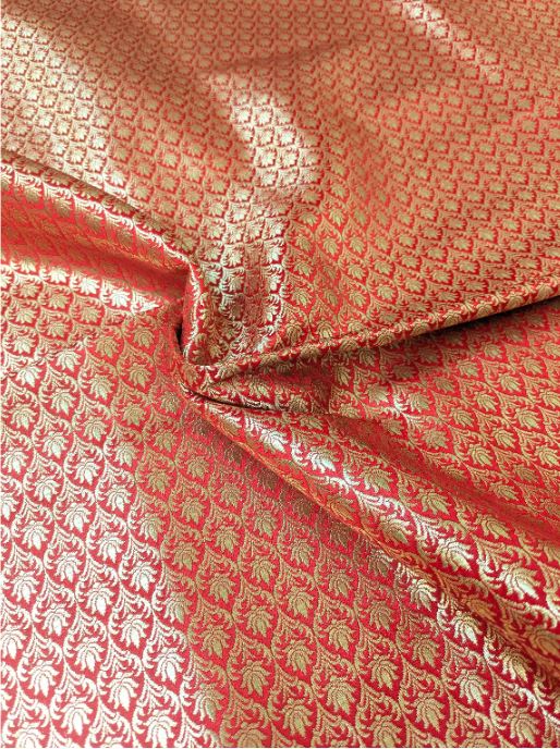Brocade fabric Red Gold silk Brocade Jacquard Damask Wedding Bridal Indian Dress Banarasi Saree Drapery Brokat tissu fabric by the yard NFAF68