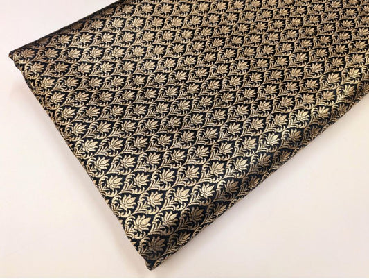 Brocade fabric Black Gold Jacquard Damask Rayon Silk brocade Fabric Wedding Bridal High Grade Designer fabric by the yard Material NFAF67