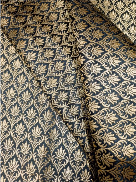 Brocade fabric Black Gold Jacquard Damask Rayon Silk brocade Fabric Wedding Bridal High Grade Designer fabric by the yard Material NFAF67