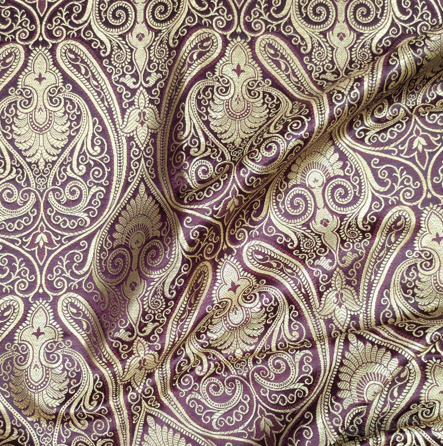 Brocade fabric by the yard Jacquard damask Burgundy Gold Brocade fabric Wedding dress Bridal Brocade Fabric Luxury Decor Upholstery brocade NFAF57