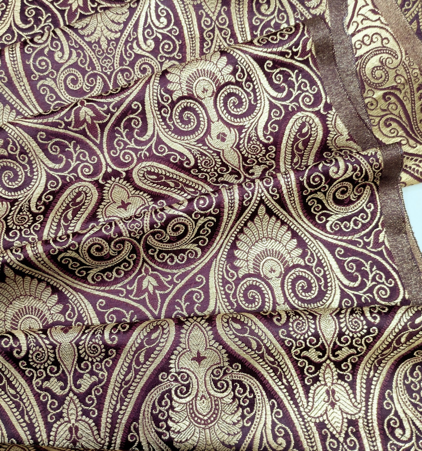 Brocade fabric by the yard Jacquard damask Burgundy Gold Brocade fabric Wedding dress Bridal Brocade Fabric Luxury Decor Upholstery brocade NFAF57