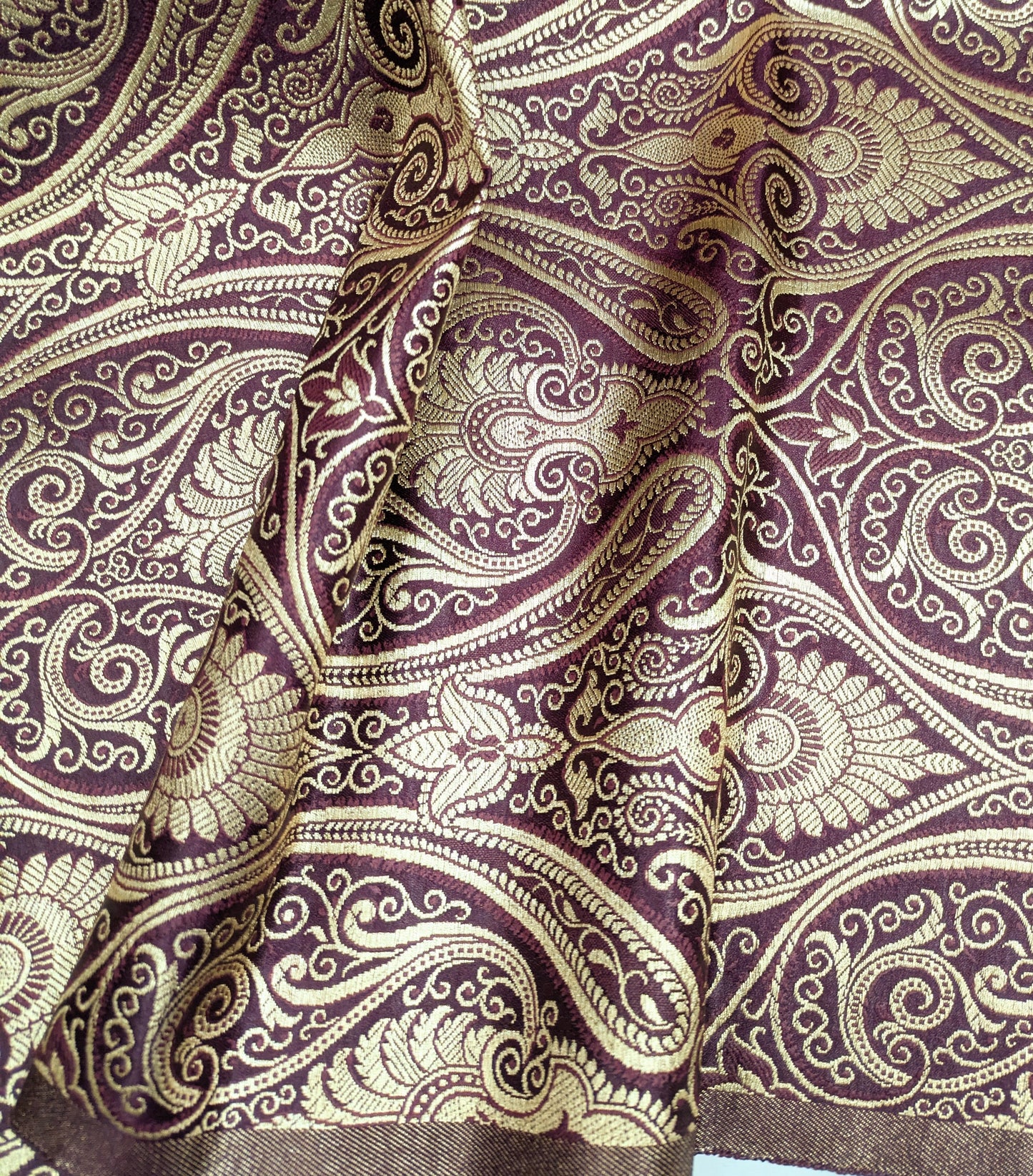 Brocade fabric by the yard Jacquard damask Burgundy Gold Brocade fabric Wedding dress Bridal Brocade Fabric Luxury Decor Upholstery brocade NFAF57