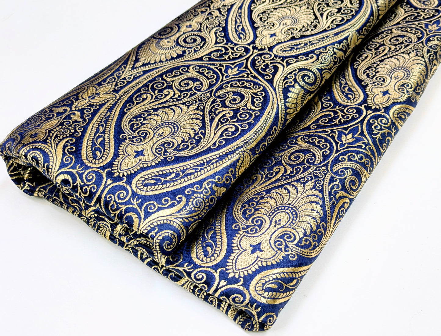 Brocade fabric by the yard Jacquard damask Navy Blue Gold Brocade fabric Wedding dress Bridal Brocade Fabric Luxury Decor Upholstery brocade NFAF56
