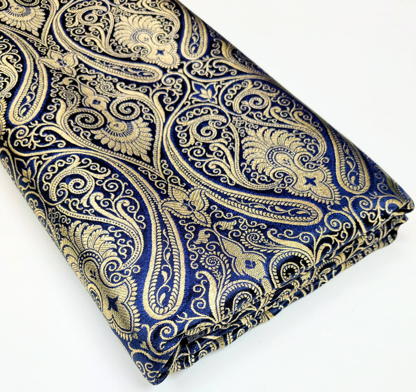 Brocade fabric by the yard Jacquard damask Navy Blue Gold Brocade fabric Wedding dress Bridal Brocade Fabric Luxury Decor Upholstery brocade NFAF56