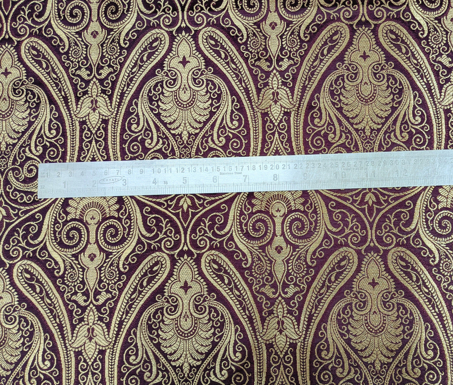 Brocade fabric by the yard Jacquard damask Burgundy Gold Brocade fabric Wedding dress Bridal Brocade Fabric Luxury Decor Upholstery brocade NFAF57