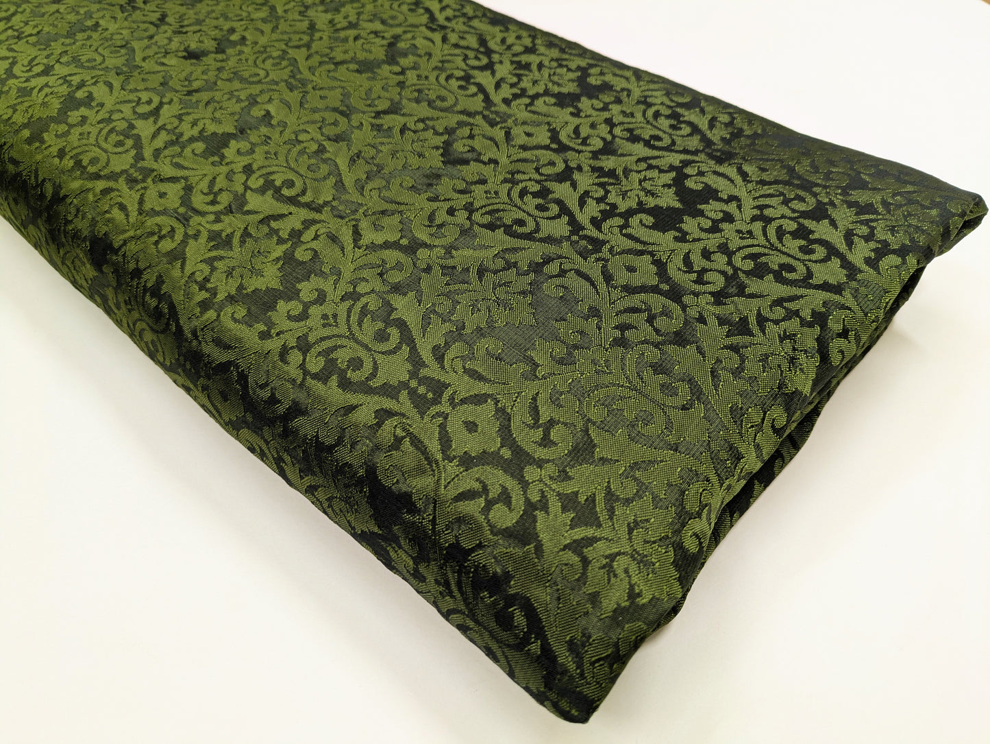 Damask Brocade Fabric Green Jacquard brocade Wedding dress fabric Embossed Brocade fabric Bridal Dress Brocade Fabric by the yard - NFAF165