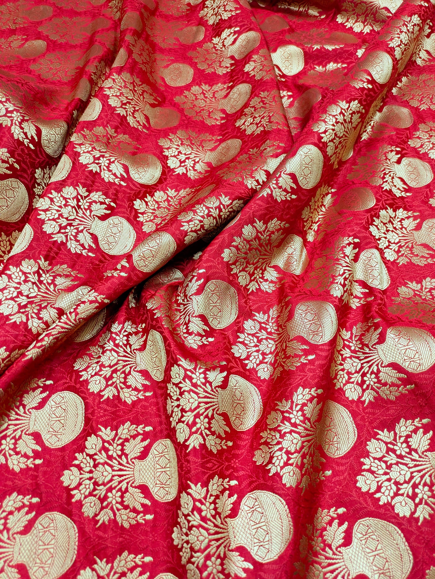 Brocade fabric Jacquard Damask fabric Wedding Bridal Brocade Dress Fabric Decor Upholsery Brocade Fabric Red Gold Fabric by the yard  - 336