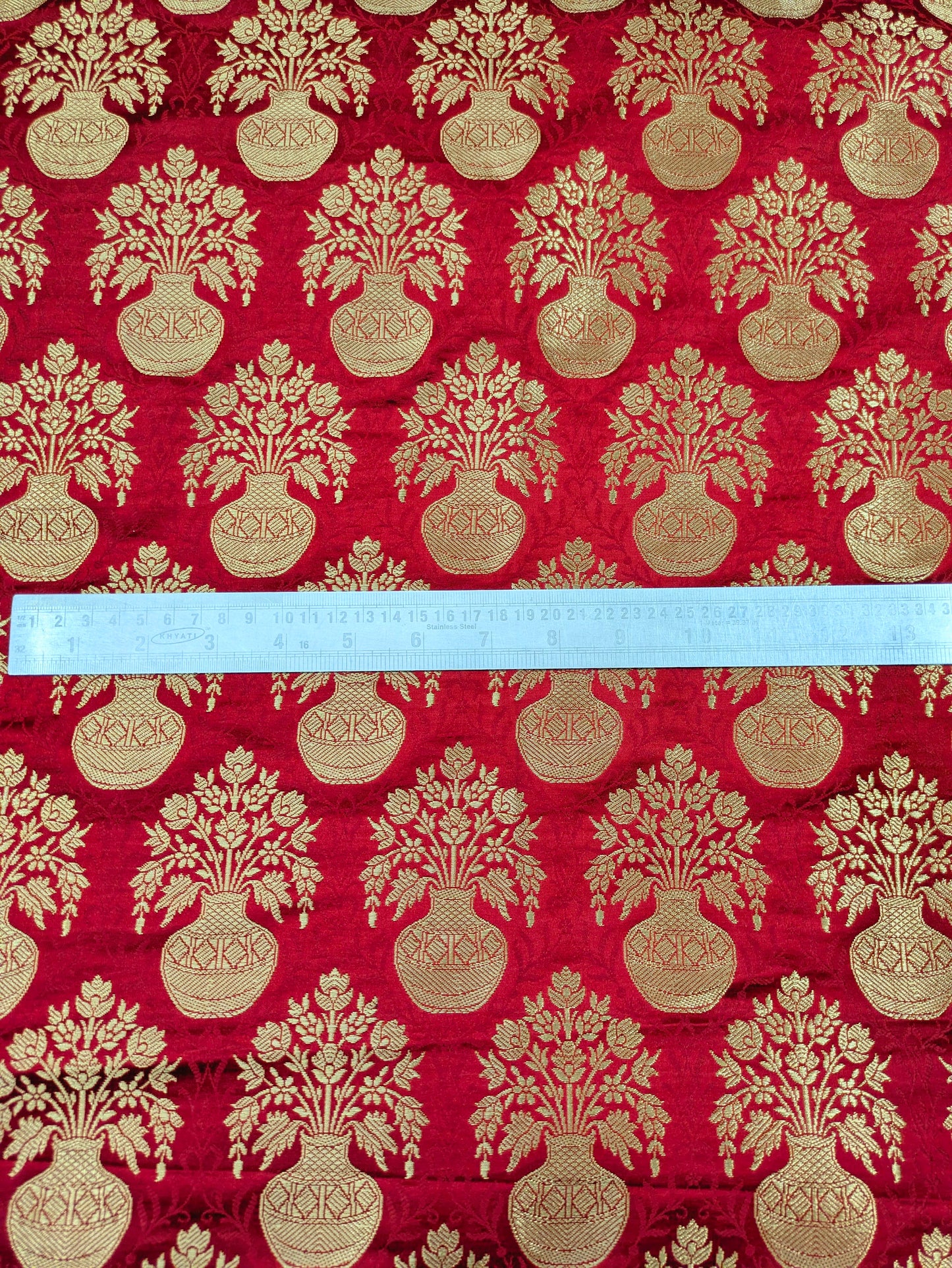 Brocade fabric Jacquard Damask fabric Wedding Bridal Brocade Dress Fabric Decor Upholsery Brocade Fabric Red Gold Fabric by the yard  - 336