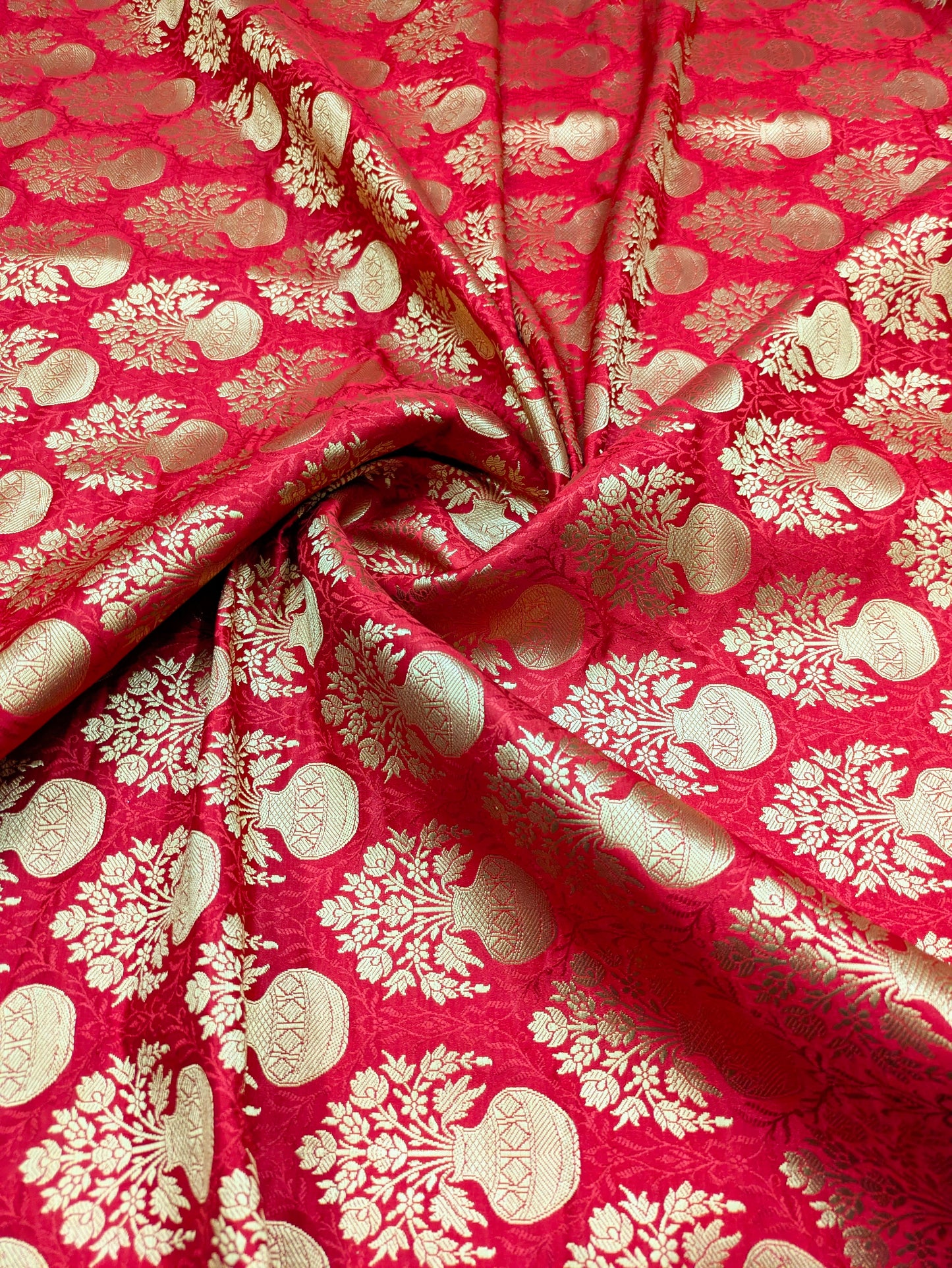 Brocade fabric Jacquard Damask fabric Wedding Bridal Brocade Dress Fabric Decor Upholsery Brocade Fabric Red Gold Fabric by the yard  - 336