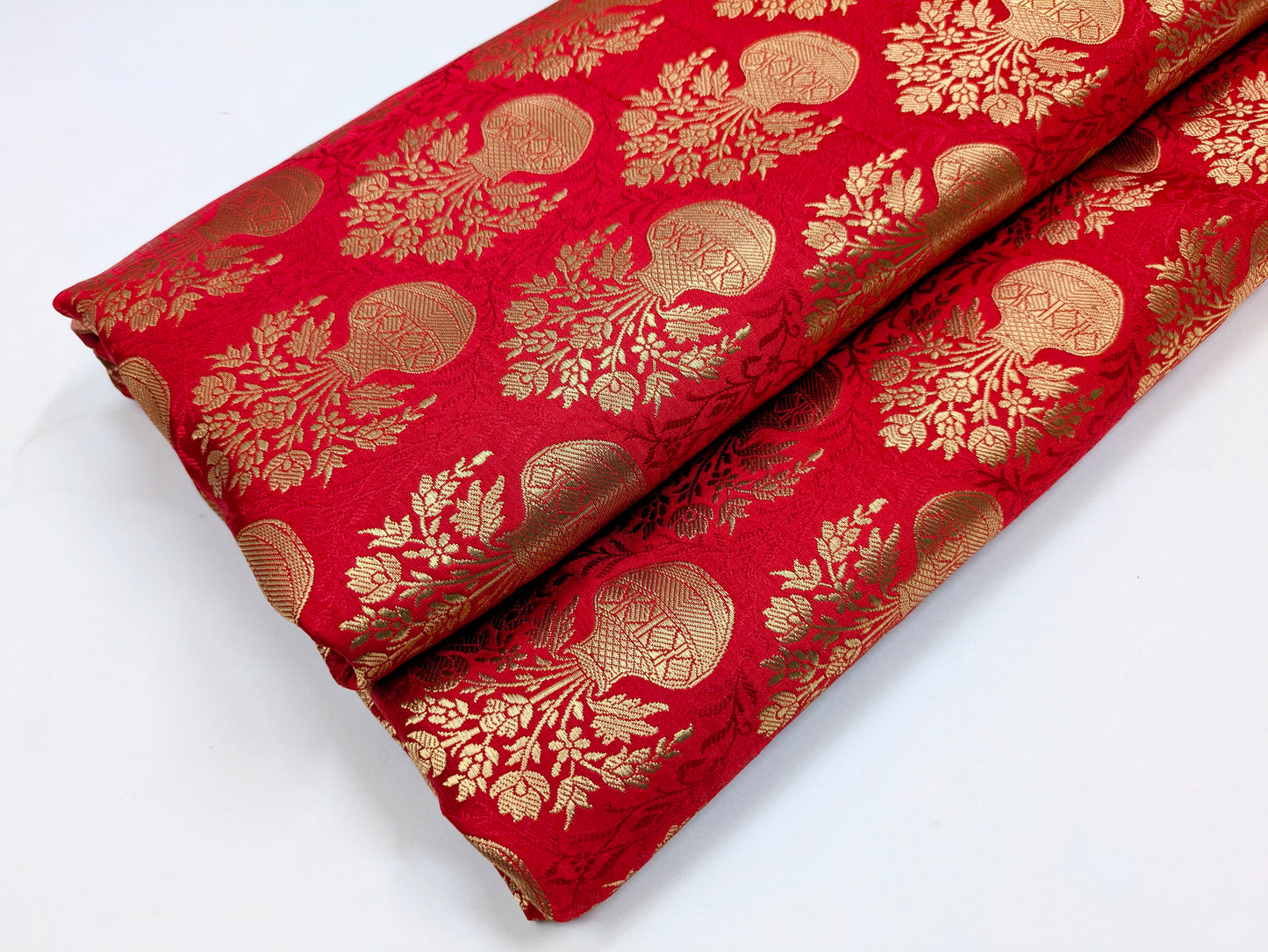 Brocade fabric Jacquard Damask fabric Wedding Bridal Brocade Dress Fabric Decor Upholsery Brocade Fabric Red Gold Fabric by the yard  - 336