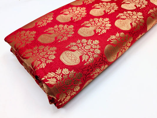 Brocade fabric Jacquard Damask fabric Wedding Bridal Brocade Dress Fabric Decor Upholsery Brocade Fabric Red Gold Fabric by the yard  - 336