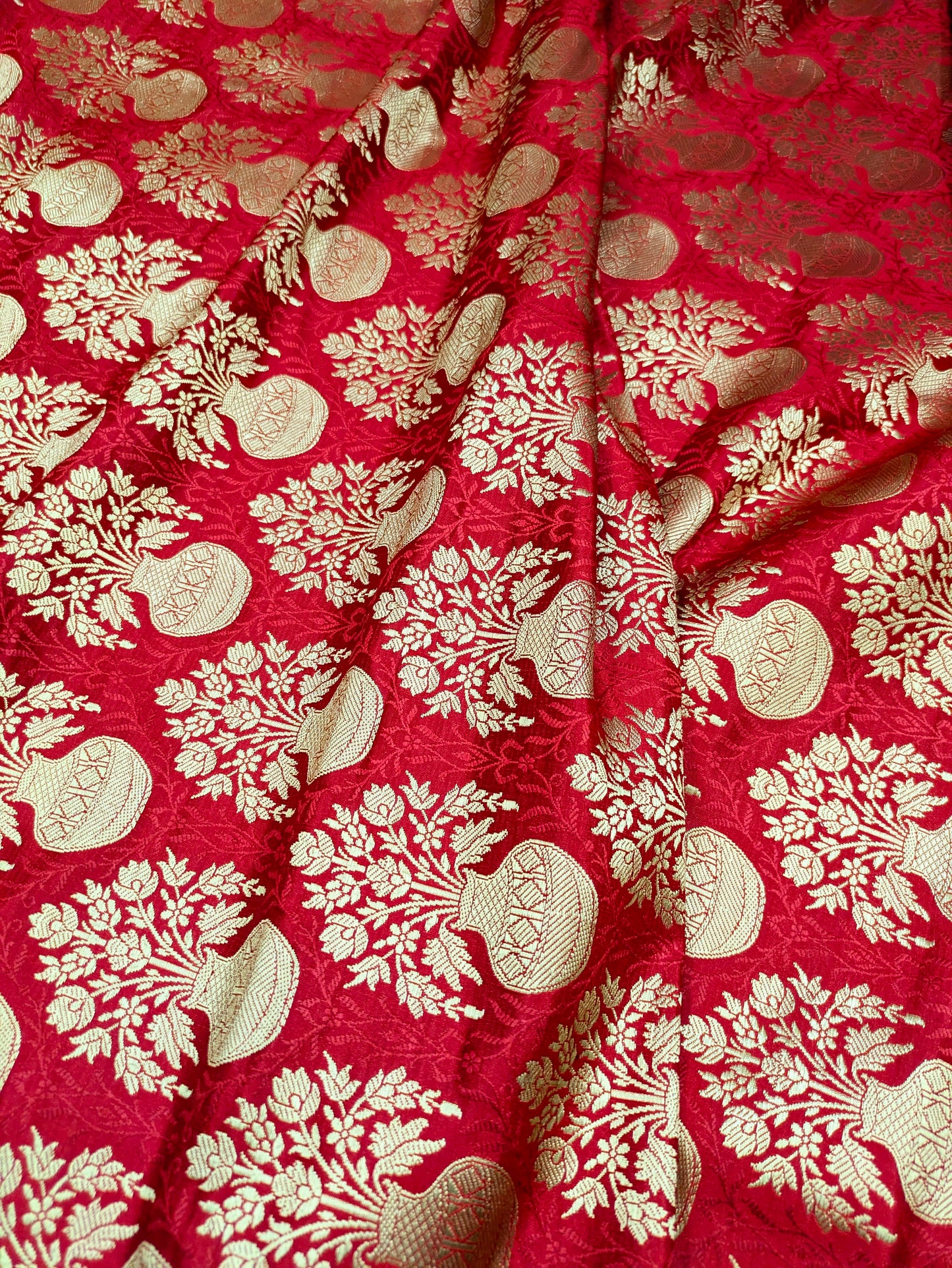 Brocade fabric Jacquard Damask fabric Wedding Bridal Brocade Dress Fabric Decor Upholsery Brocade Fabric Red Gold Fabric by the yard  - 336