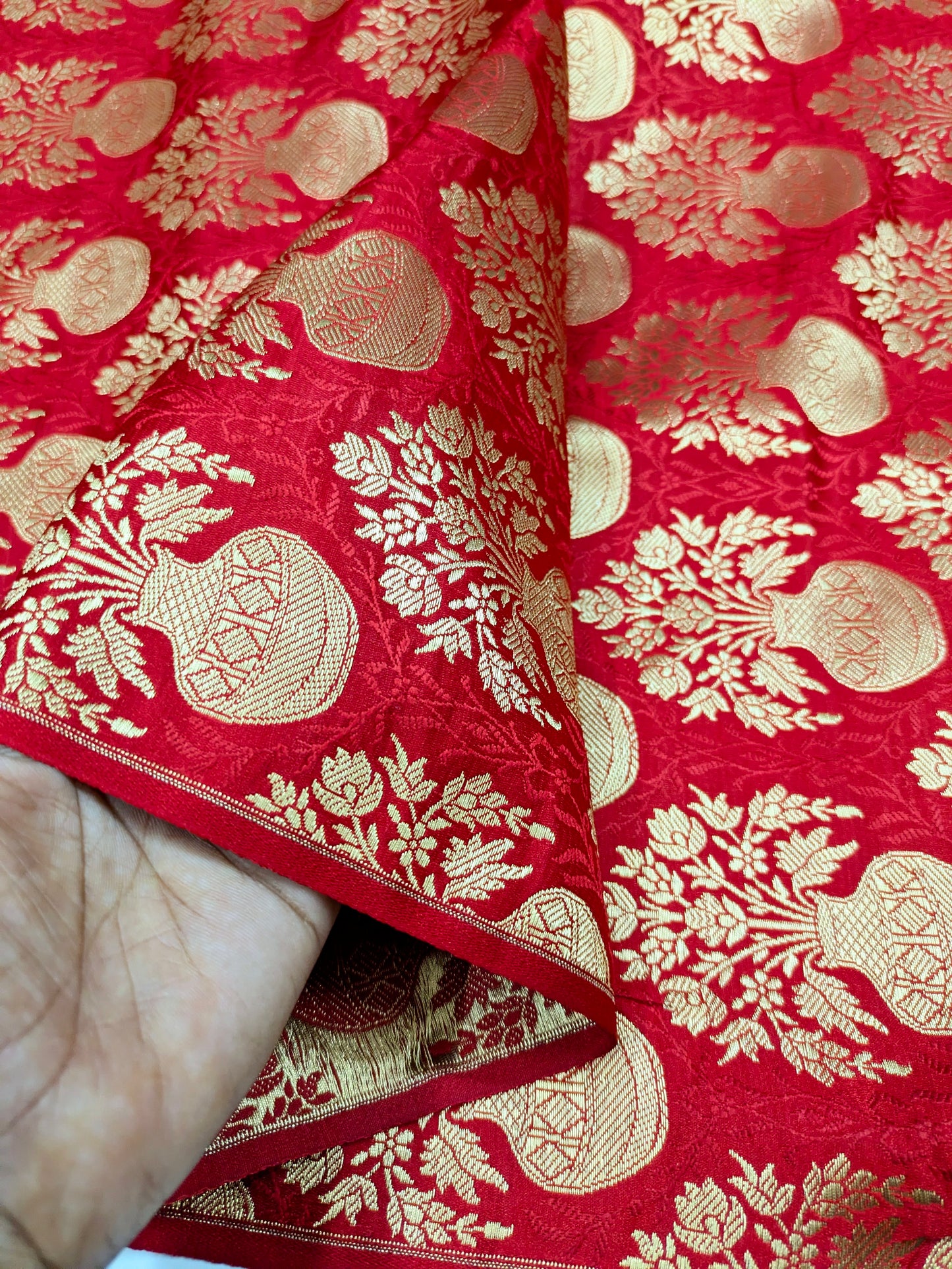 Brocade fabric Jacquard Damask fabric Wedding Bridal Brocade Dress Fabric Decor Upholsery Brocade Fabric Red Gold Fabric by the yard  - 336