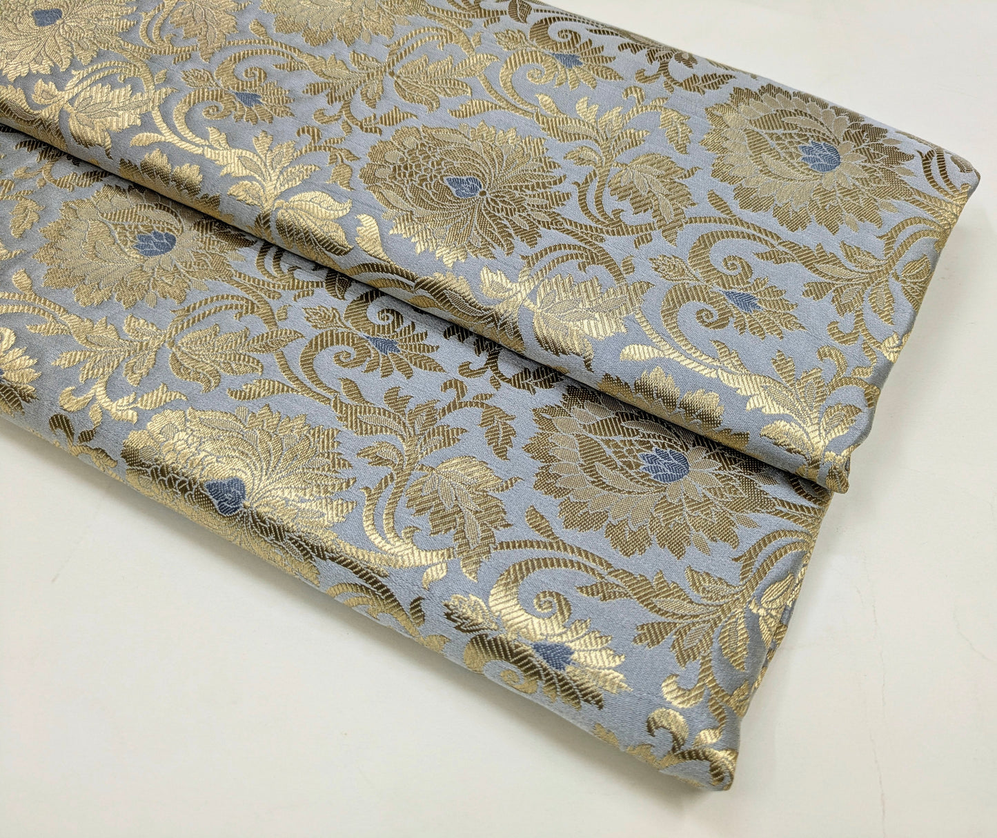 Brocade fabric Gray Gold Jacquard Damask Rayon Silk brocade Fabric Wedding Bridal High Grade Designer fabric by the yard Material NFAF459