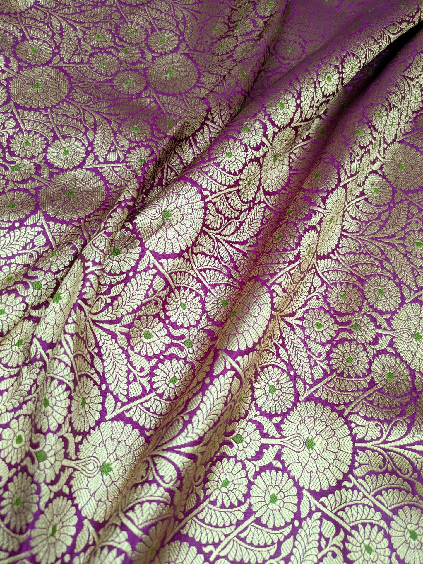 Brocade Fabric Purple Gold Bridal fabric Dressmaking Supplies Festival wear Silk fabric by the yard Gold Embossed brocade fabric by the yard NFAF473