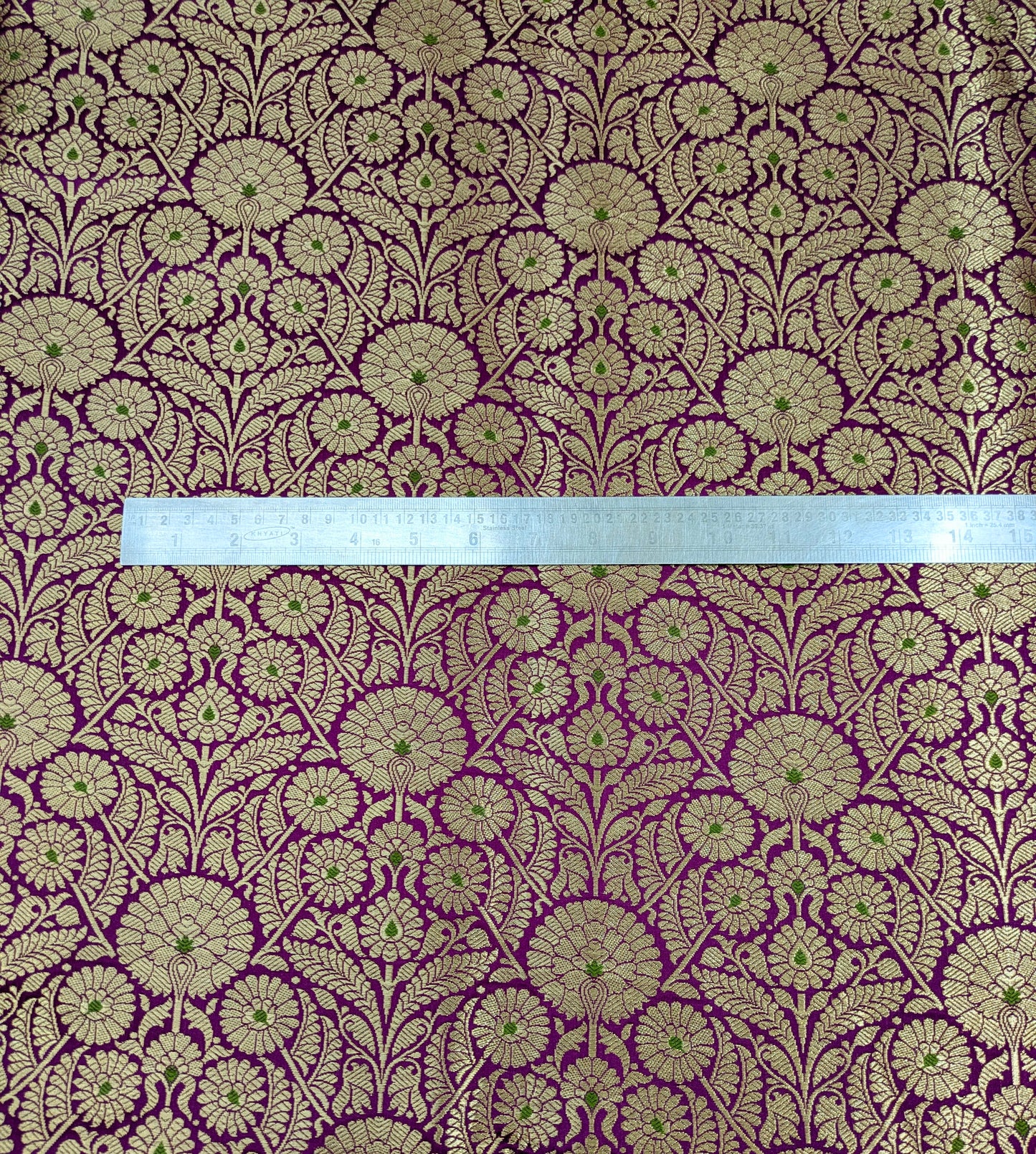 Brocade Fabric Purple Gold Bridal fabric Dressmaking Supplies Festival wear Silk fabric by the yard Gold Embossed brocade fabric by the yard NFAF473