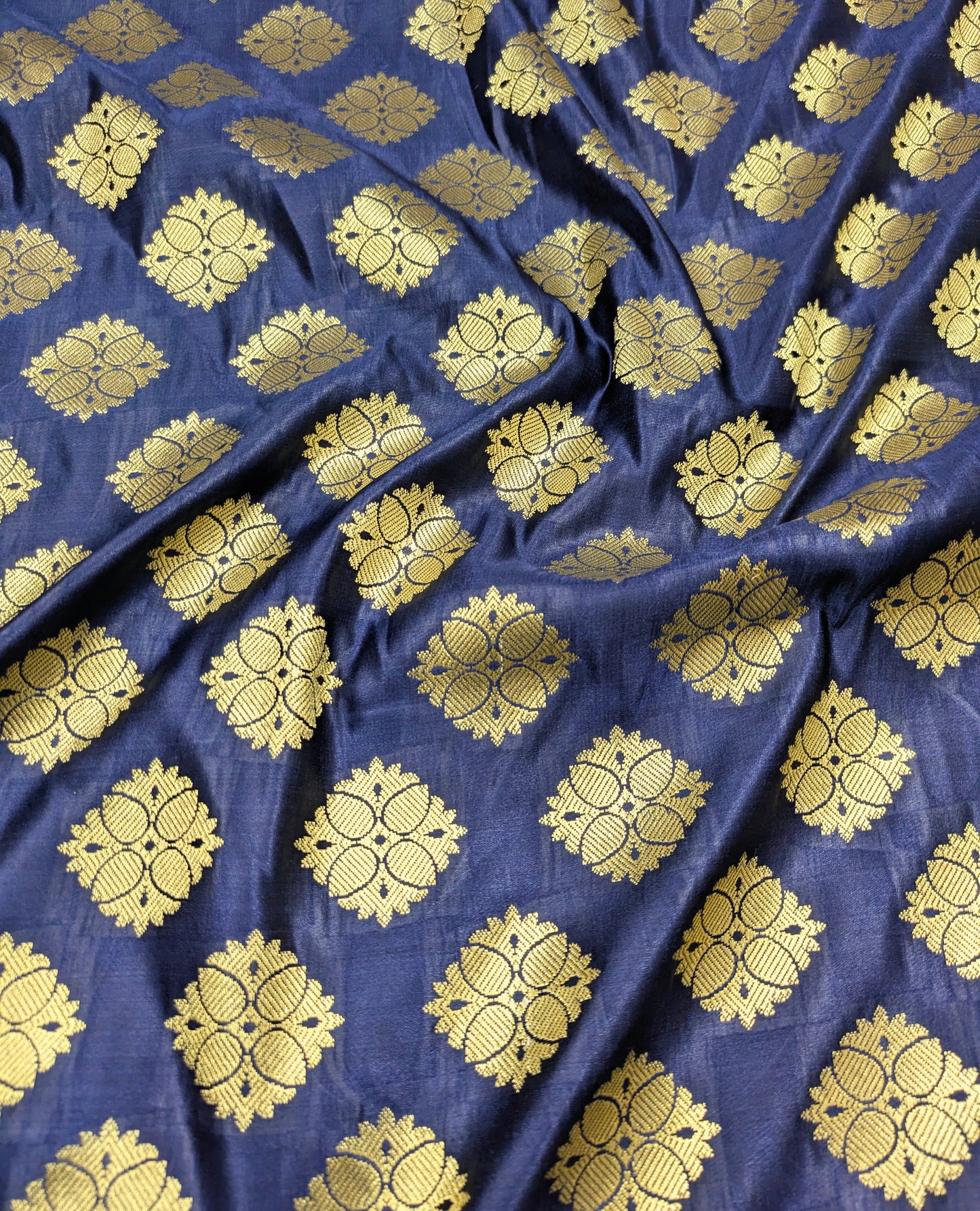 Banarasi Brocade fabric Blue and Gold Wedding dress fabric Renaissance fabric Designer fabric Party fabric by the yard/ meter - NFAF532
