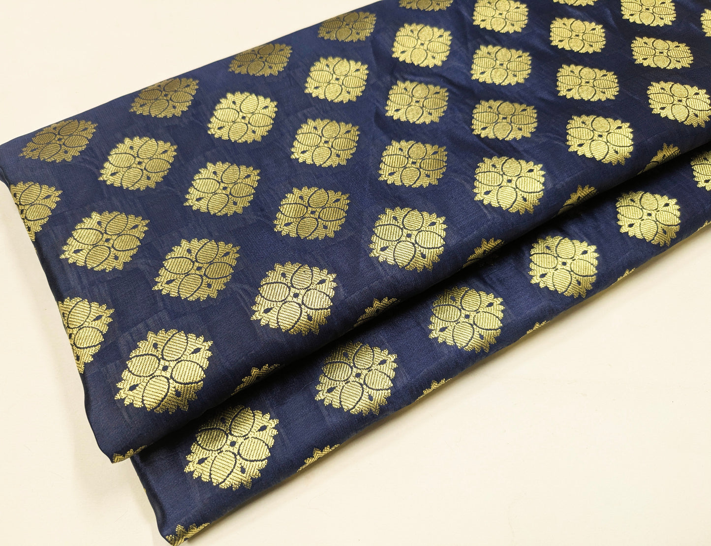 Banarasi Brocade fabric Blue and Gold Wedding dress fabric Renaissance fabric Designer fabric Party fabric by the yard/ meter - NFAF532