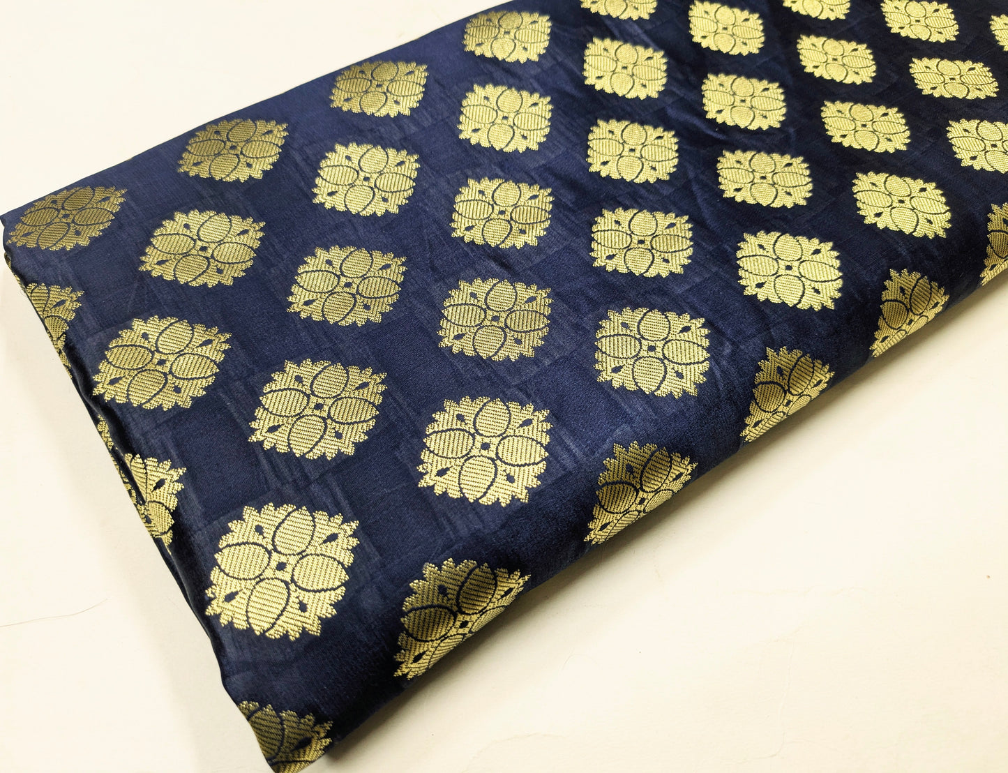 Banarasi Brocade fabric Blue and Gold Wedding dress fabric Renaissance fabric Designer fabric Party fabric by the yard/ meter - NFAF532